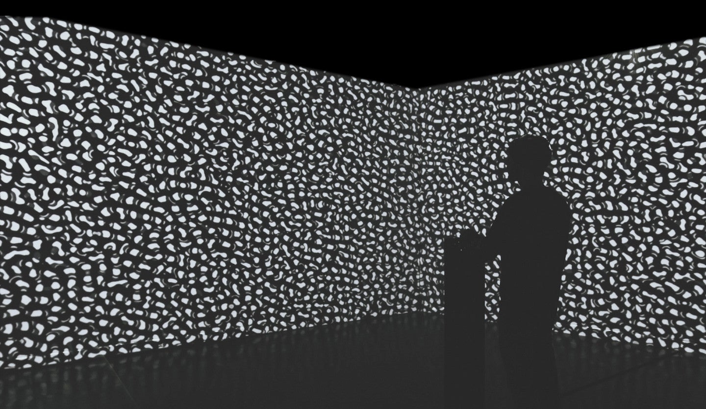 Immersive Interactive Installation with generative animations and generative surround sound.