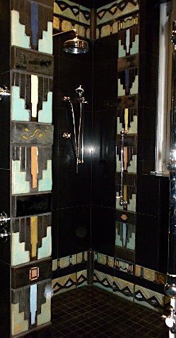 Art Deco shower, part of a larger installation in San Antonio, Texas.