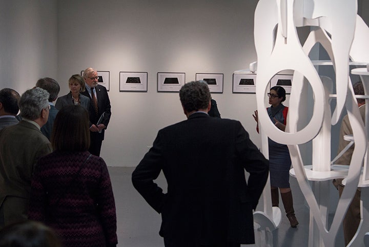 UO Board of Trustees visit the Selected Show by Department of Art students in the LaVerne Krause Gallery