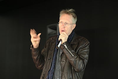 Erkki Huhtamo giving speech