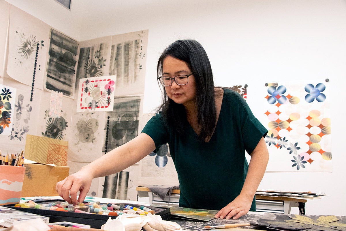 Associate professor Charlene Liu in her print studio