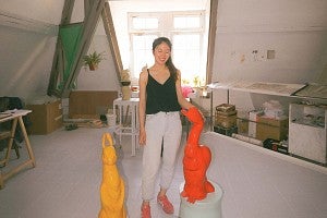 Pei-Hsuan Wang with her sculptures