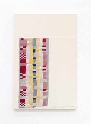 A textile designed and woven using a specialized adaptation of Nils Aall Barricelli’s “BioNumeric Organism” program written in the 1950s.