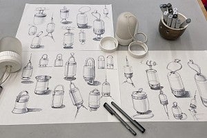 Concept sketches of a new lantern by University of Oregon Product Design department head, Trygve Faste.