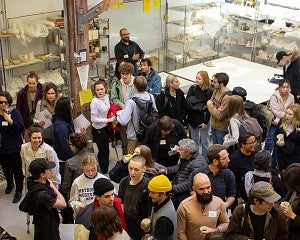 students at gathering