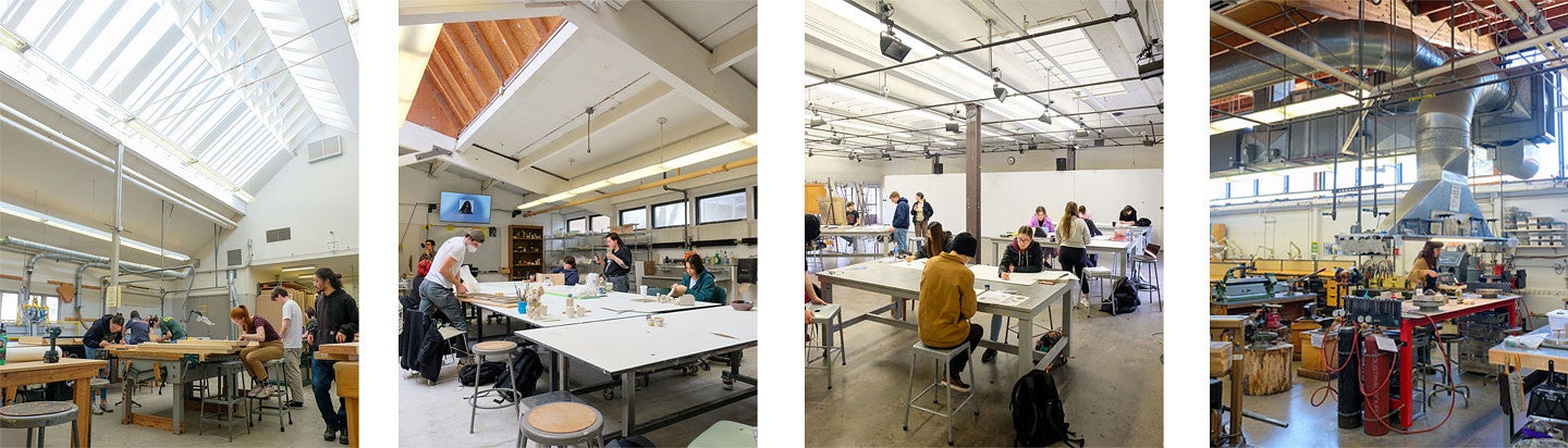 grid of four different studio spaces for Art.