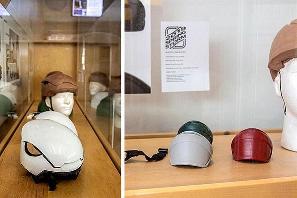 Bike helmets designed by Product Design students in the Senior Studio with Professor Wonhee Arndt.