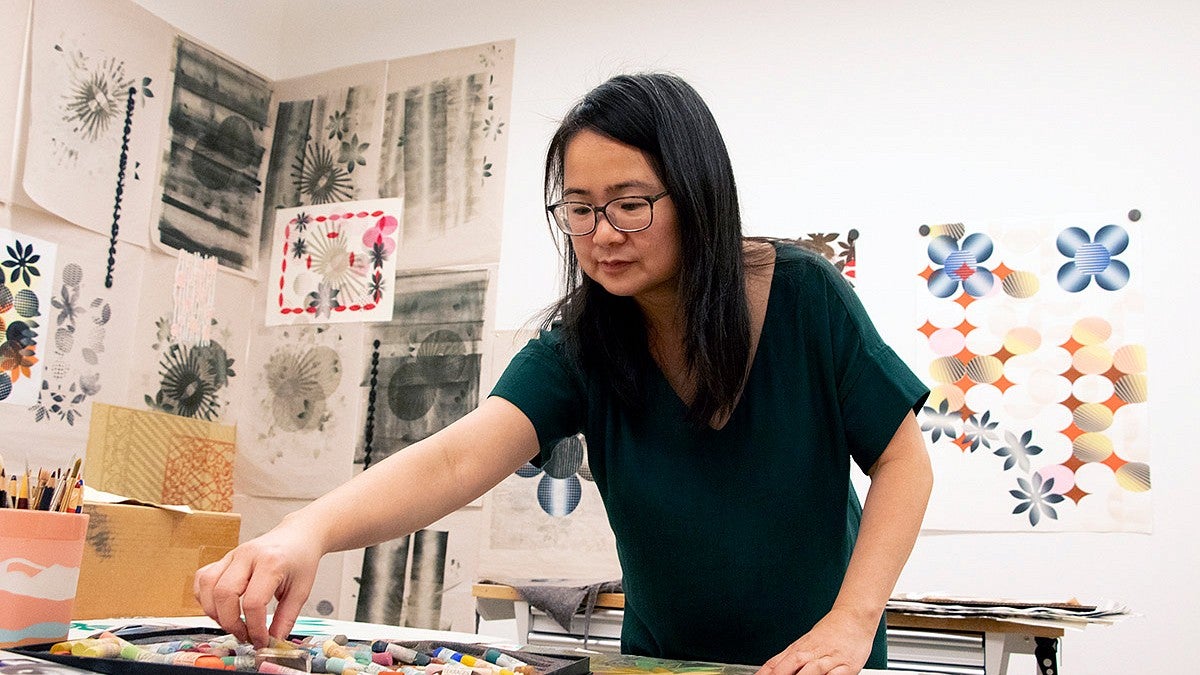 Associate professor Charlene Liu in her print studio