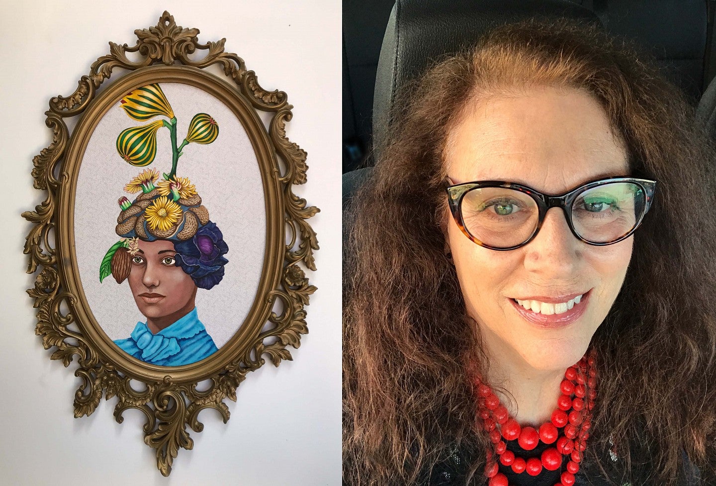 Lezley Sarr and her art piece