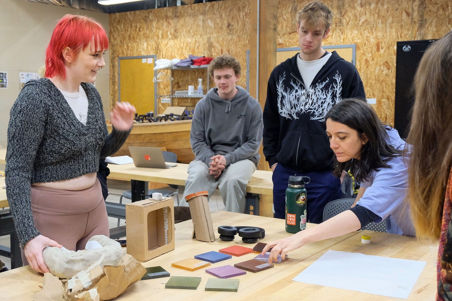 group of students working in studio