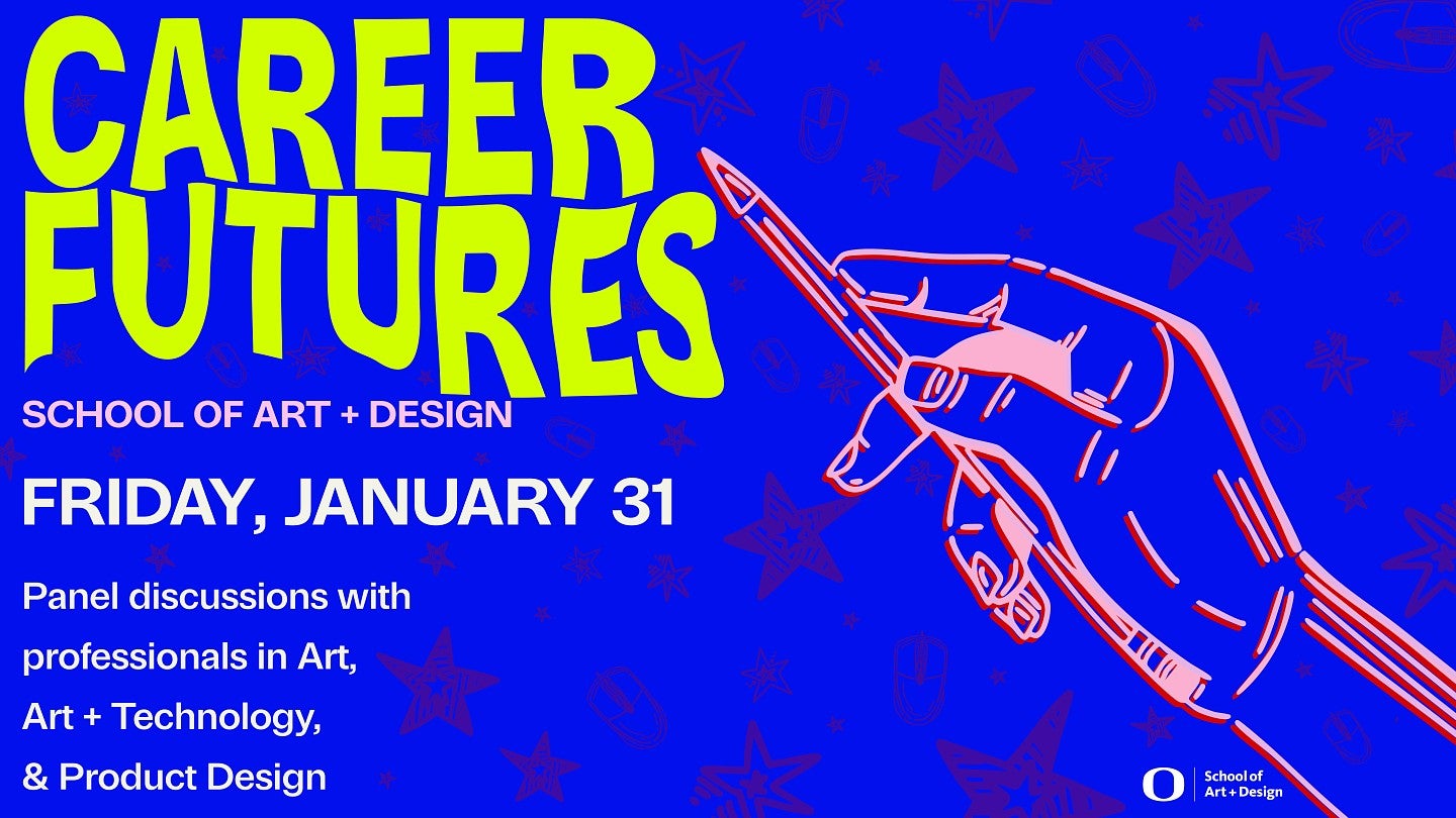 image of a hand holding a pencil with the text "Career Futures January 31"