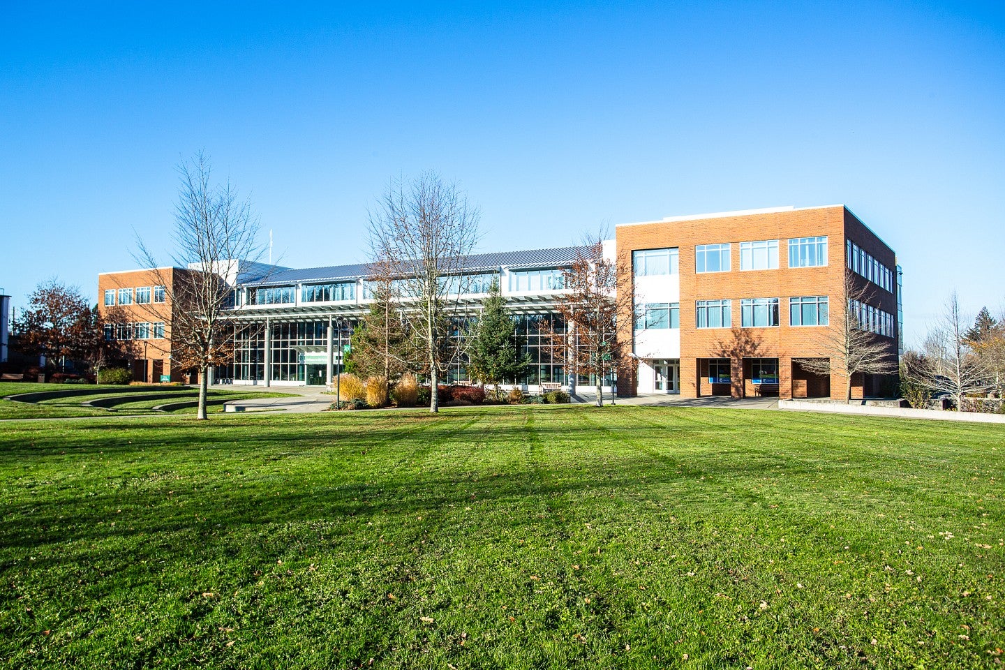 Exterior shot of PDX campus. 