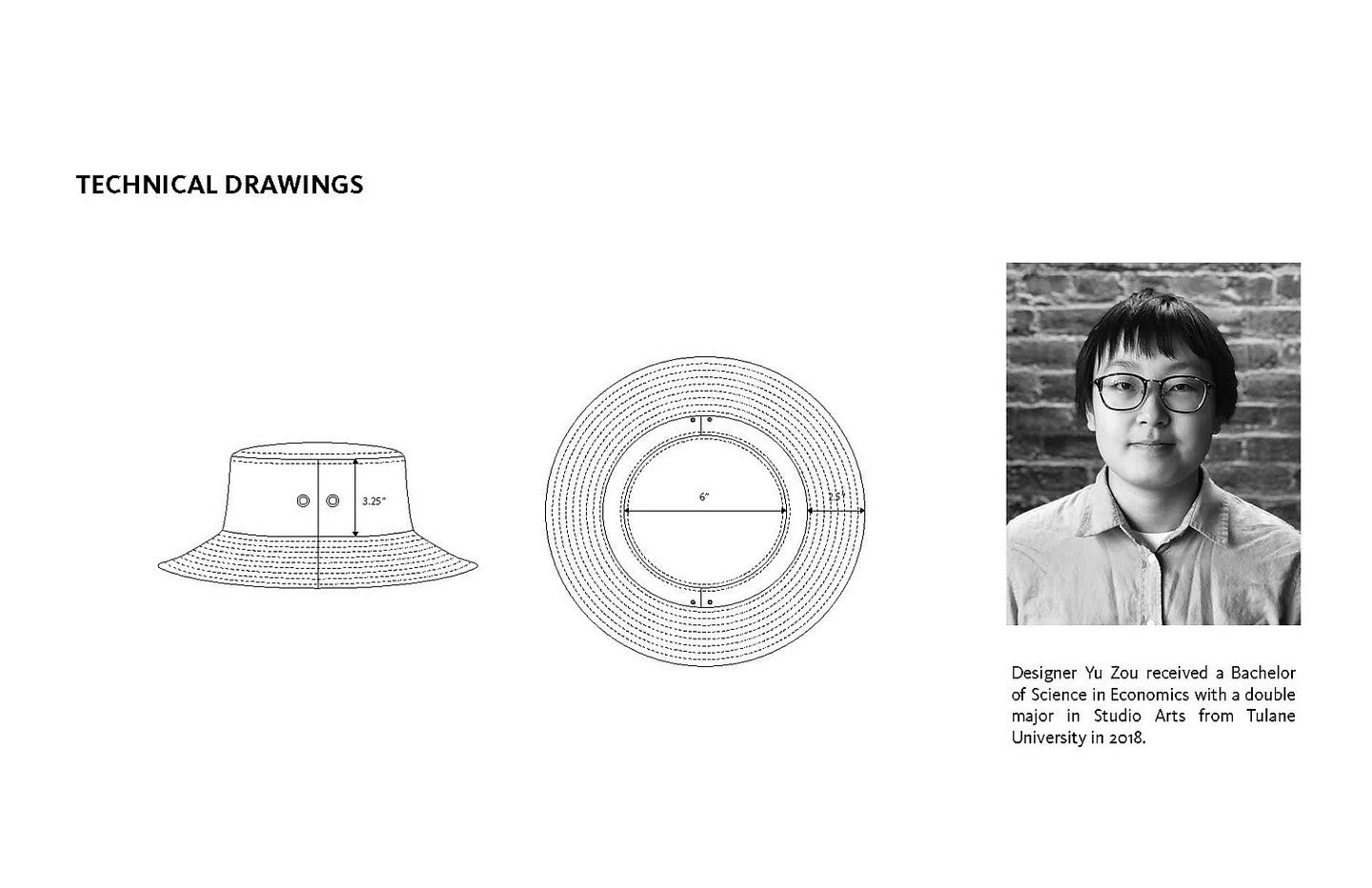 Bucket Hat tech drawing. 