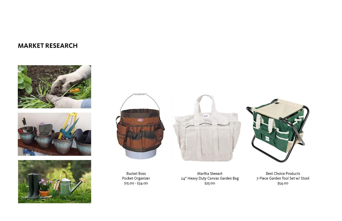 Market Research for the garden caddy. 