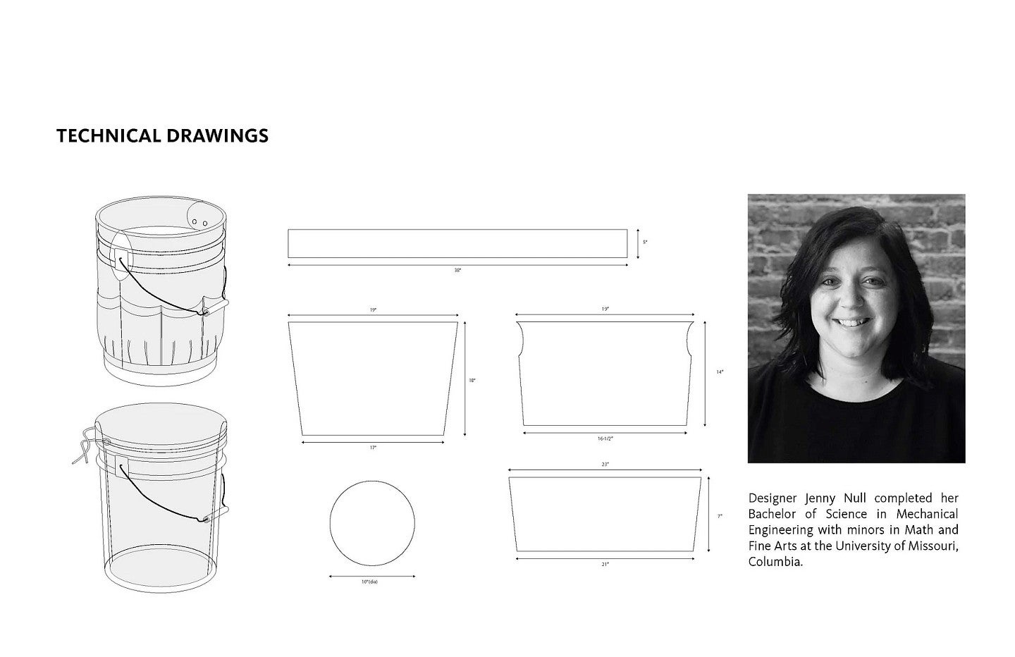 Tech drawing of the garden caddy