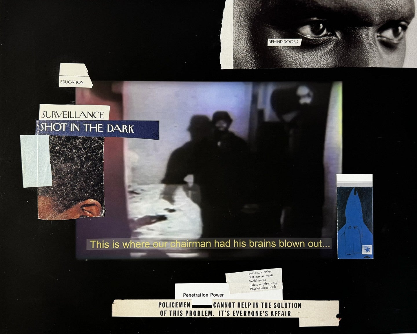 Mixed media collage, titled "The Murder of Fred Hampton (1971)" - Panel #1