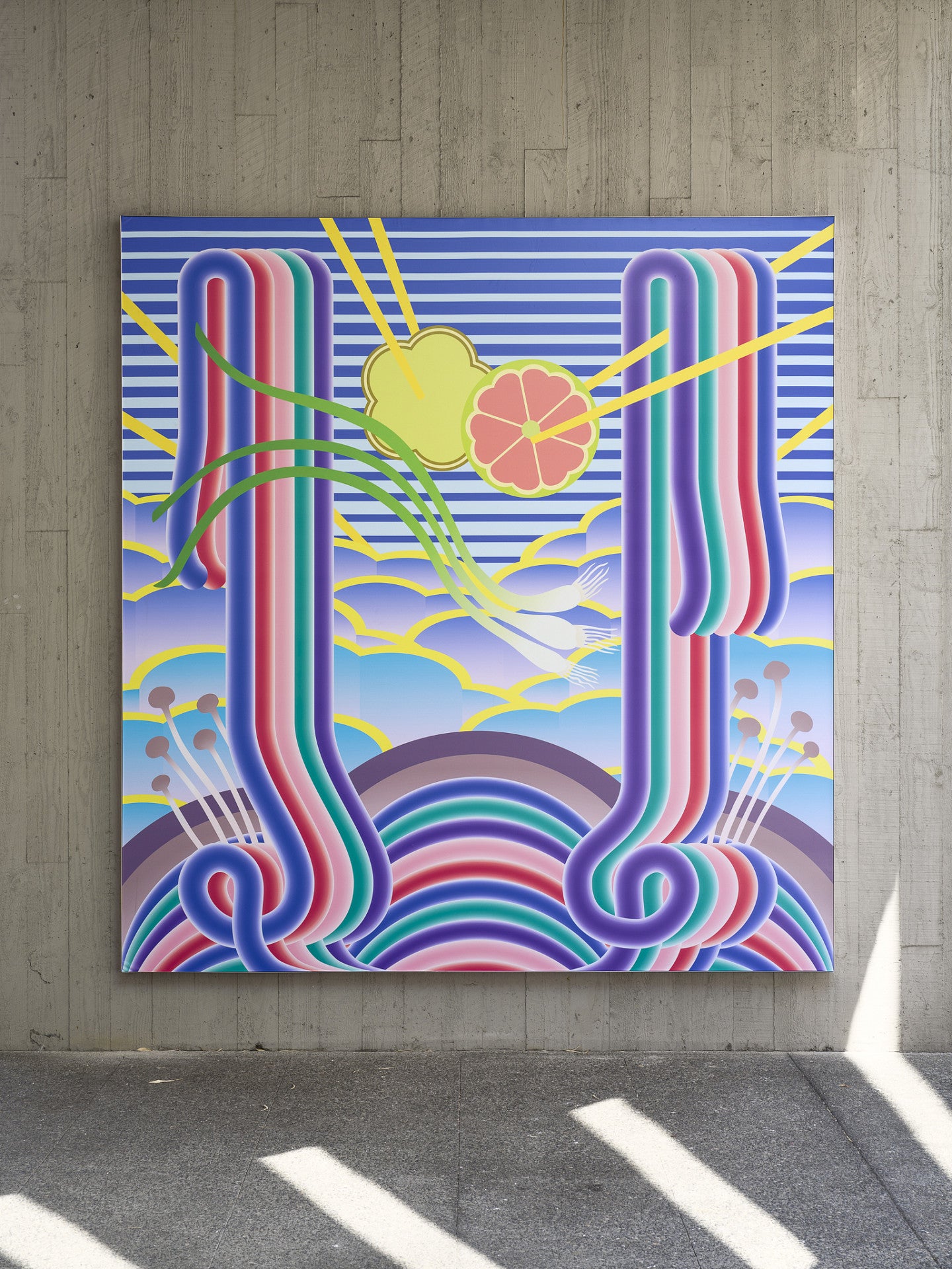 Scallion. 2025. Inkjet print on vinyl. [Installation view, Henry Art Gallery, University of Washington, Seattle. 2025]. Photo: Jueqian Fang. 