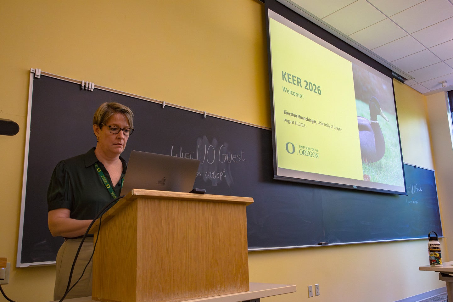 Kiersten Muenchinger kicks off 2026 KEER conference and introduces participants to the University of Oregon. 