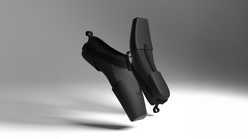 Original, black 3D printed plastic ballet shoes