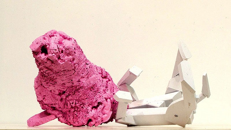 Pink Pup (from Playing Puppy), latex paint, wood, expanding foam, 44 x 46 x 28 in