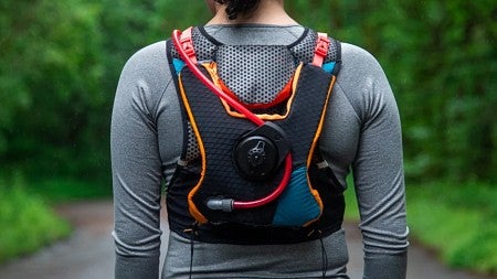 woman wearing a running pack