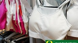 News Header for the Susan Sokolowski story. Shows a shopping rack of sports bras. 