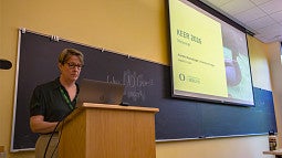 Kiersten Muenchinger gets ready to present at KEER. 