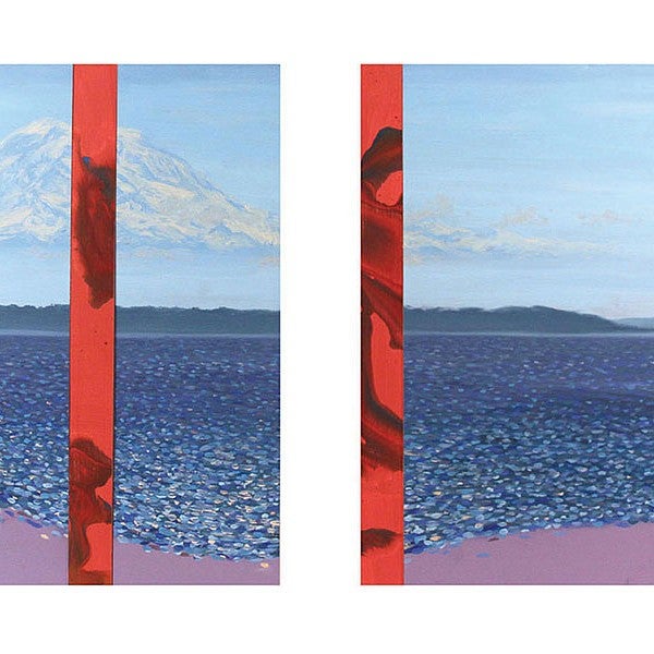 Shirley Temple Banger, 2014, oil and acrylic on wood, 2 x 3.5 feet