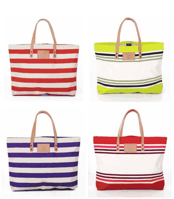 canvas striped tote bag